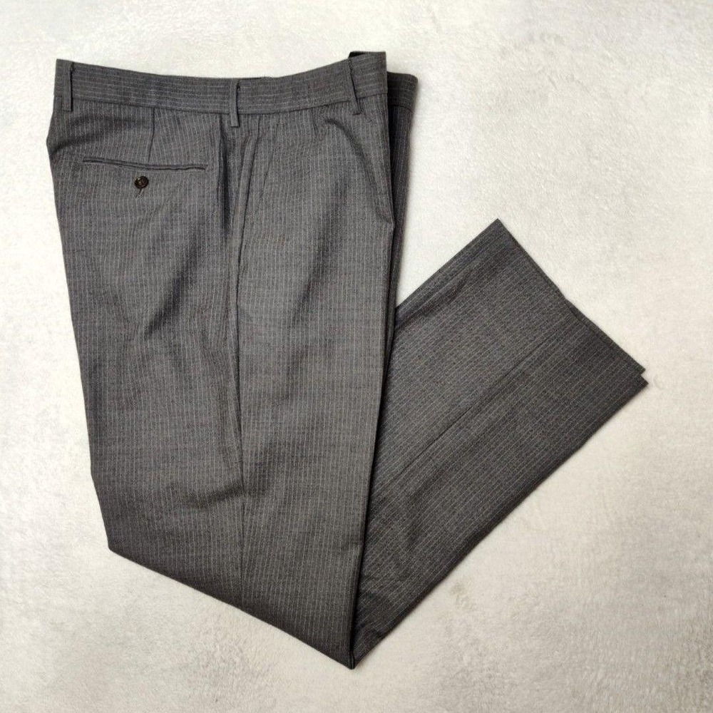 JCrew Pants Mens 36x32 Gray Stripe‎ Thompson Flat Front Wool Dress Slacks Suit